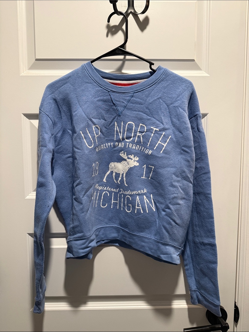 Exist Light Blue 'Up North Michigan' Cropped Crewneck Sweatshirt